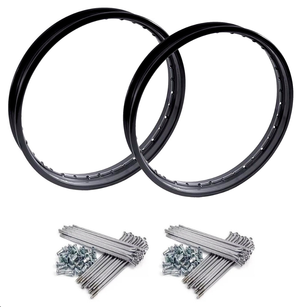 Par Aro Roda Aço Preto + Jogo Raio Cromado 4mm Yamaha XTZ 150 Crosser Disco Dian