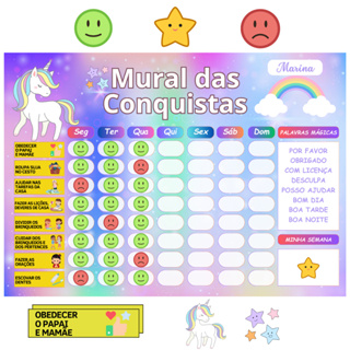 Quadro De Rotina Infantil Unicórnio Atividade Para Incentivo 22X30CM em Oferta na Shopee