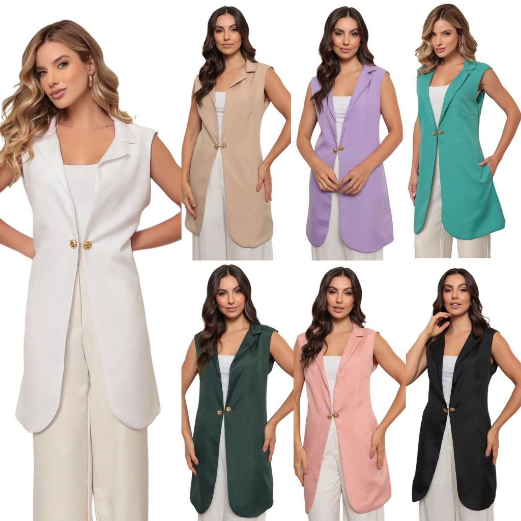 Jaleco Colete Feminino Alexandra Várias Cores  Gardenia Jalecos em Oferta na Shopee