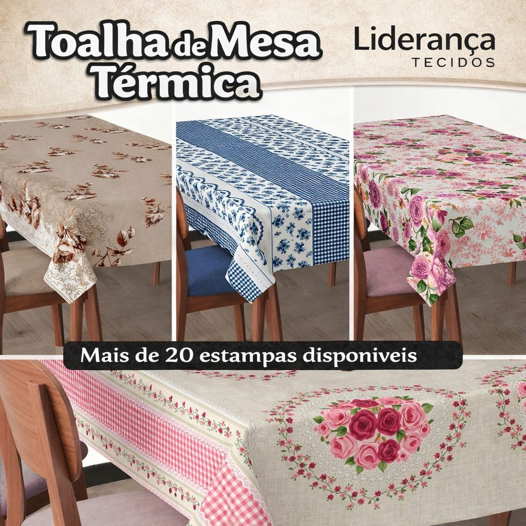Toalha de Mesa Térmica Impermeável Estampada — 4 a 12 Lugares | Forro Plástico Decoração de Cozinha em Oferta na Shopee