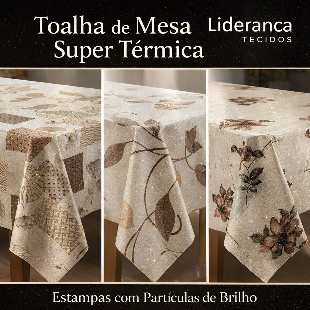 Toalha de Mesa Plástica Super Térmica Jolitex – Estampas Refinadas - 4 a 12 lugares – 1,4m a 3,5m