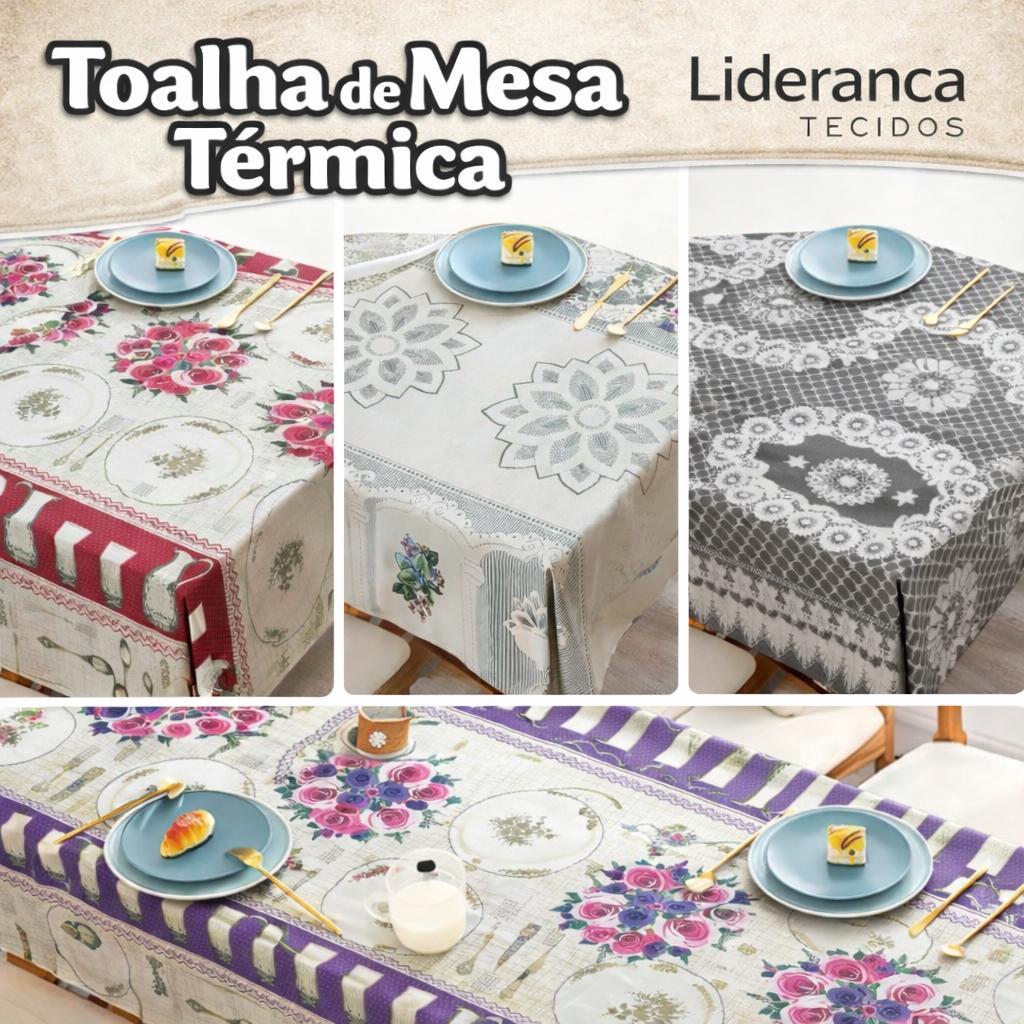 Toalha de Mesa Térmica Impermeável Estampada — 4 a 12 Lugares | Forro Plástico Decoração de Cozinha