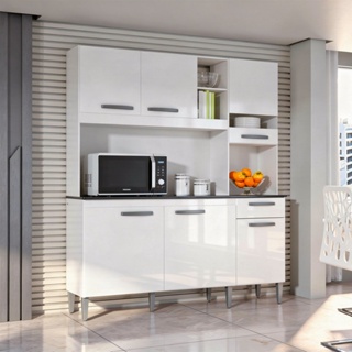 Armário Cozinha Completa Bárbara 6 Portas 1 Gaveta Poquema em Oferta na Shopee