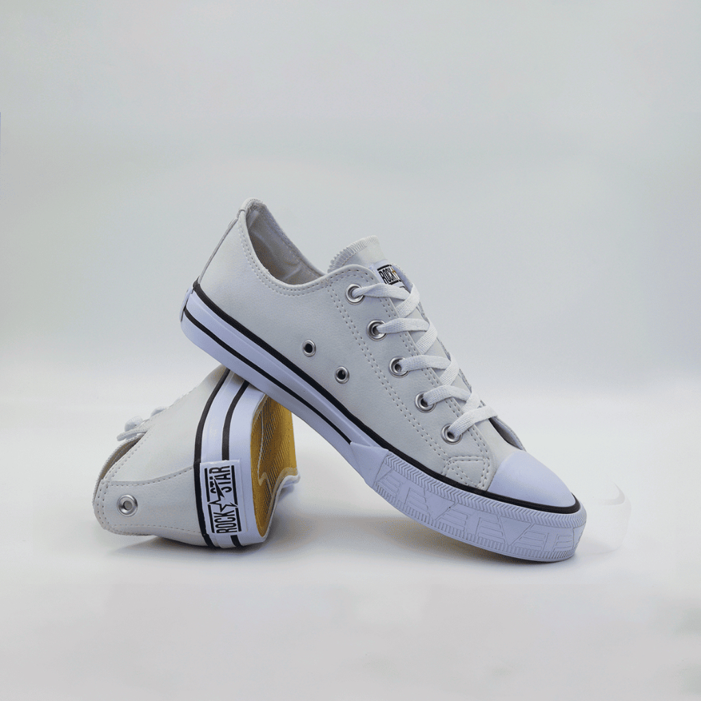 Tênis Branco Courino Cano Baixo Feminino e Masculino Confortável Leve Material Premium Tevet