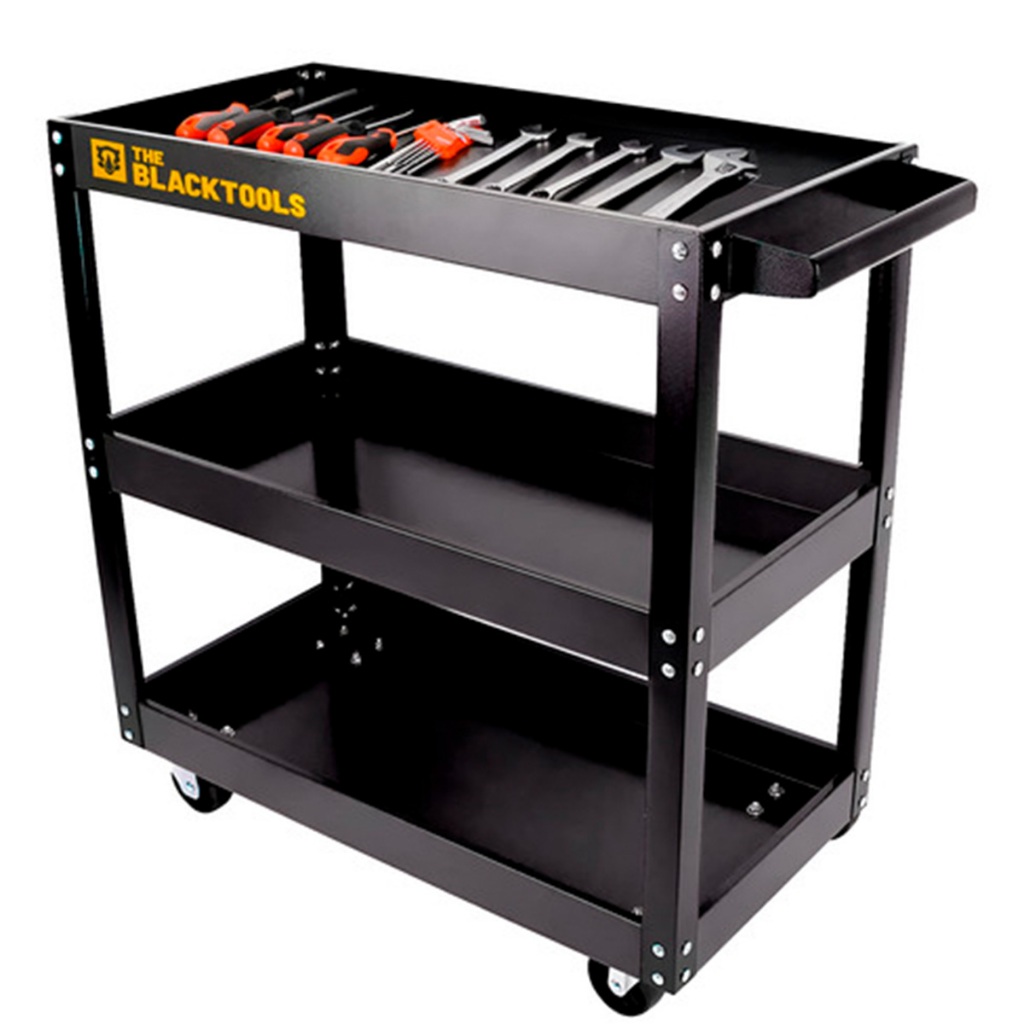 Organizador Móvel Com 3 Prateleiras Carrinho De Ferramentas Aberto Mecânico 120kg The Black Tools em Oferta na Shopee