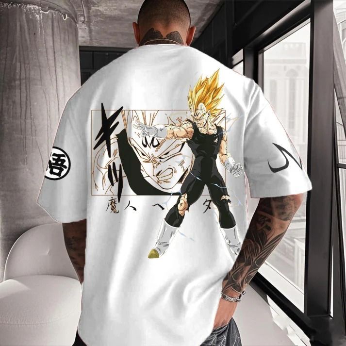 Camiseta Oversized Vegeta Warrior Aftersoul Unissex Plus Size P ao G6 100% Algodão