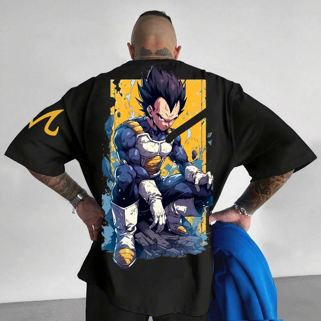 Camiseta Oversized Guerreiro Saiyajin Anime Aftersoul Unissex Plus Size P ao G6 100% Algodão