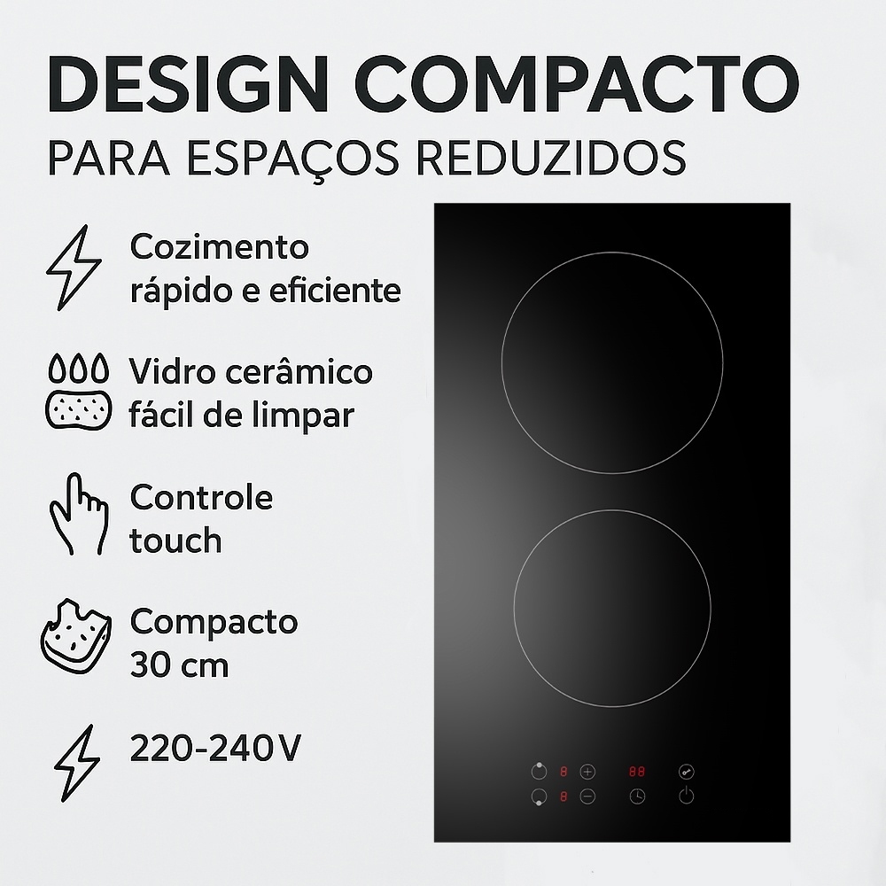 Cooktop Indução Life 2 Bocas Elétrico Touch Mesa Vidro 220V · foto 2