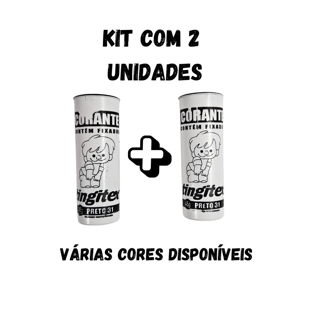 Kit 2 Unidades Corante Para Tingir Tecidos e Roupas Tingitex 45g | Com Fixador