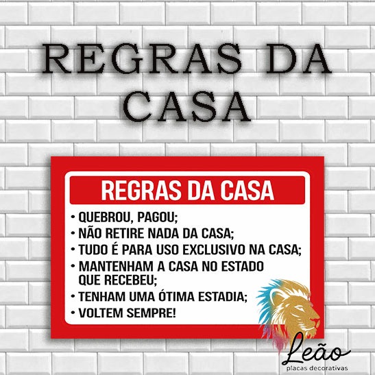 Placa Decorativa 20x30cm – quadros parede com Regras da Casa - Ideal para Aluguel por Temporada e Casa de Férias