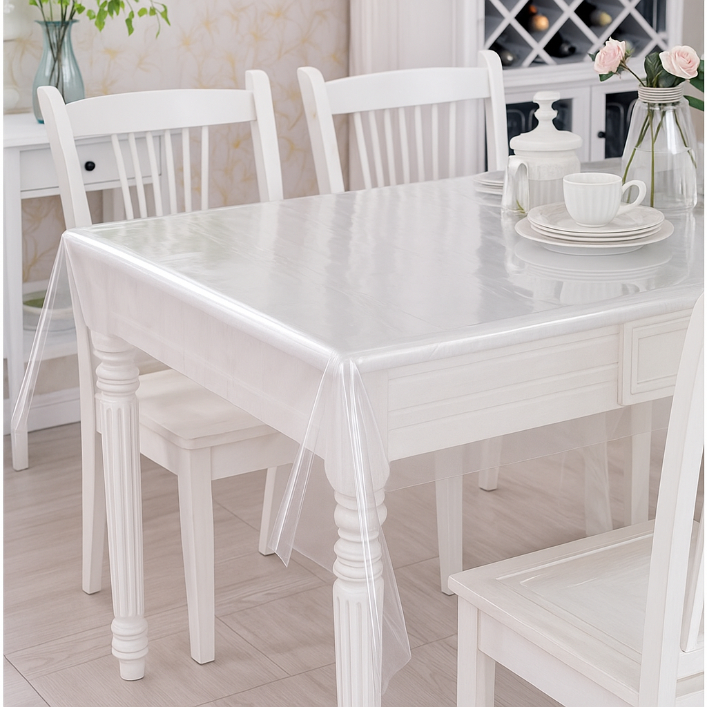 Toalha de Mesa Plástico Transparente Para 4 6 8 e 10 Lugares Cristal Impermeável Fina Cozinha Sala em Oferta na Shopee