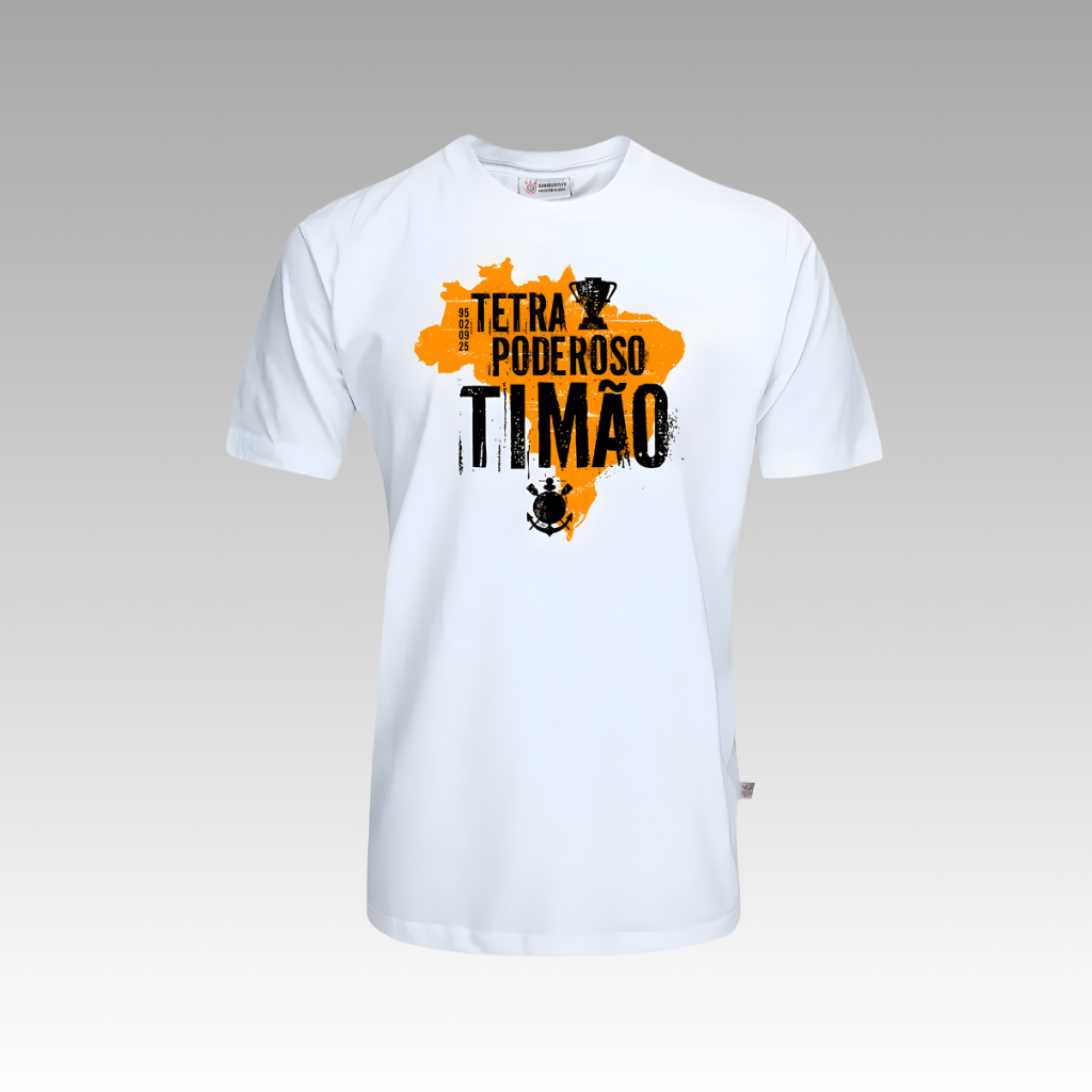 Camiseta Tetra Poderoso Timão – Estampa Exclusiva Corinthians Campeão | Masculino e Feminino