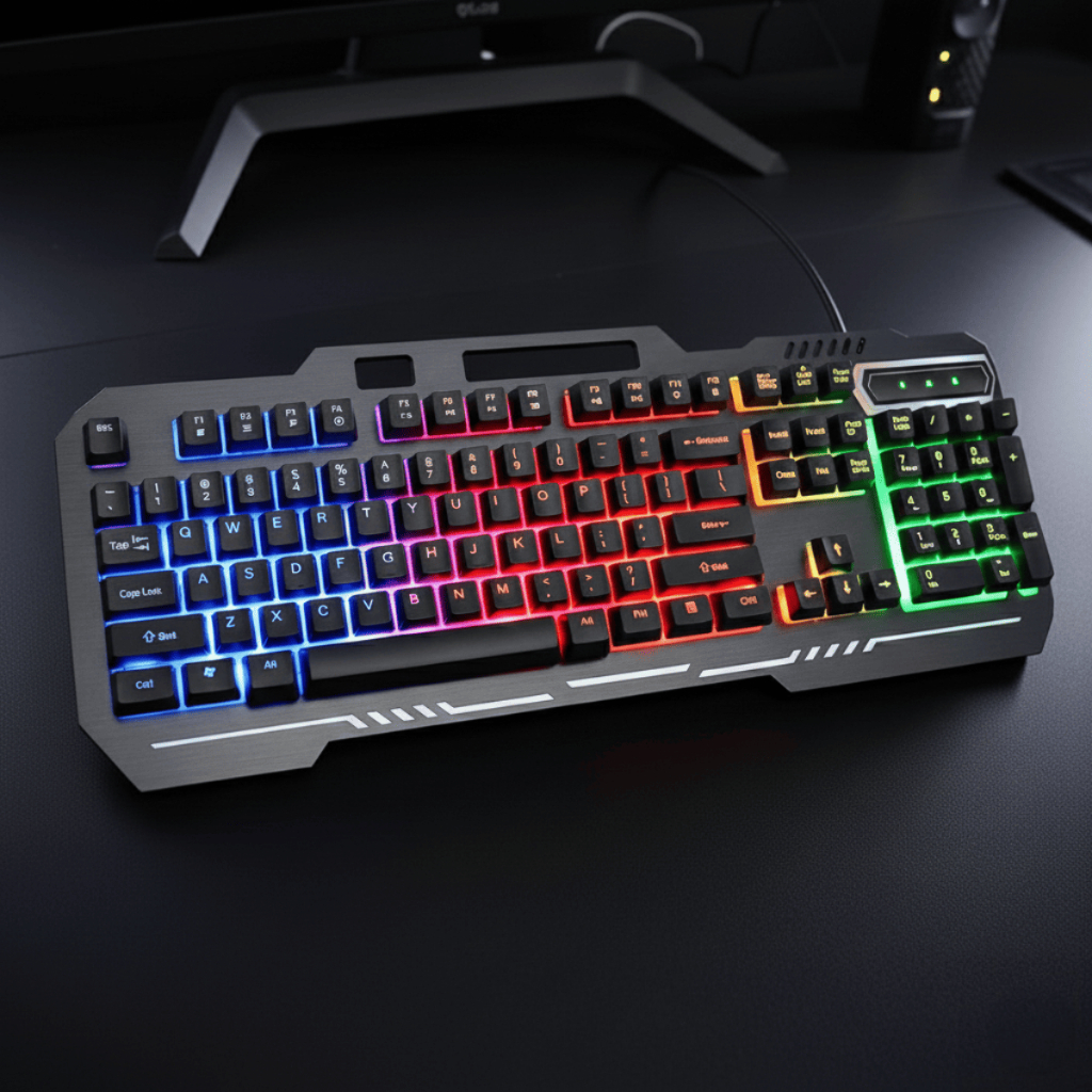 Teclado Gamer Semi-Mecânico LED 107 Teclas com Fio