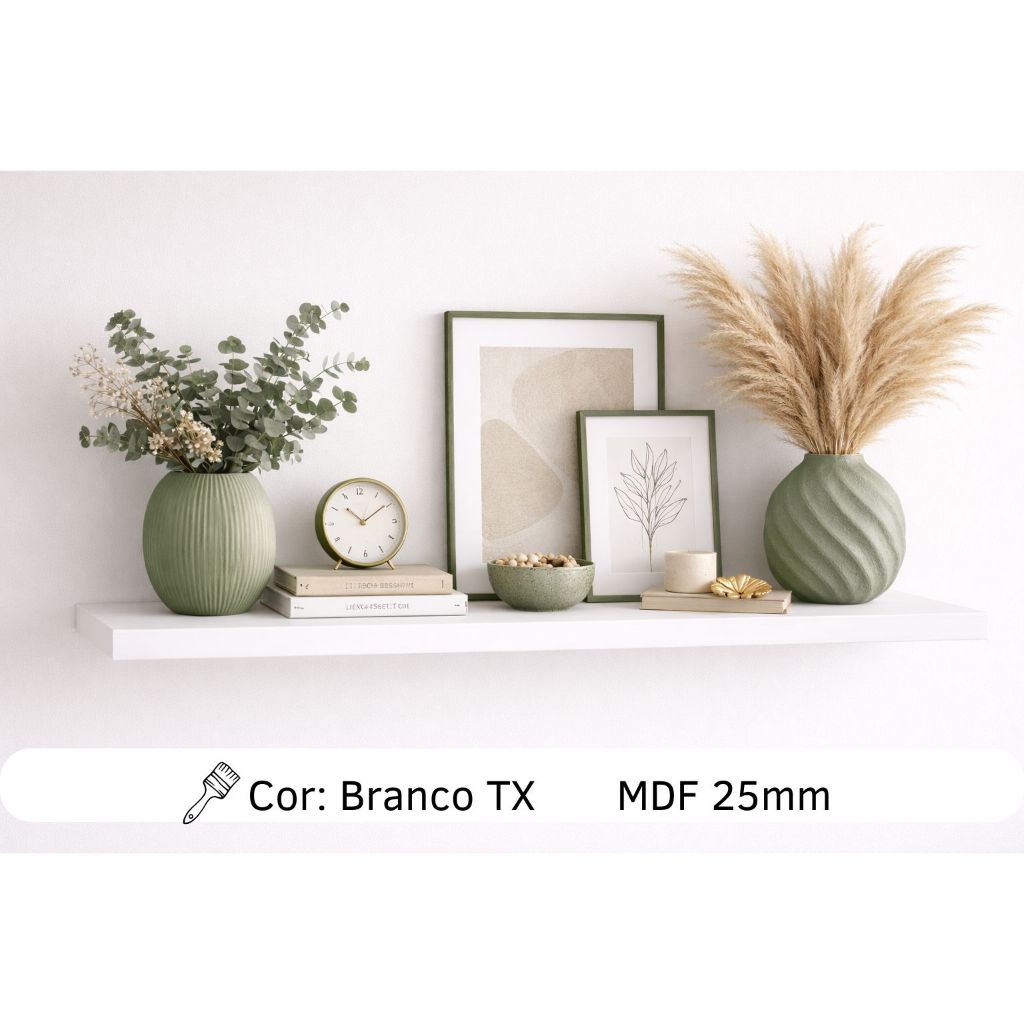 Prateleira 120x40 Branco MDF 25mm decorações quarto sala escritório