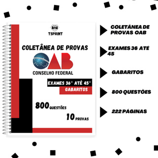 Apostila OAB 2026 com as 10 últimas provas (1ª fase) + gabaritos em Oferta na Shopee