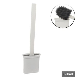 Escova Sanitária Branca De Silicone Para Limpar Vaso Sanitário Com Suporte e Adesivo De Parede em Oferta na Shopee