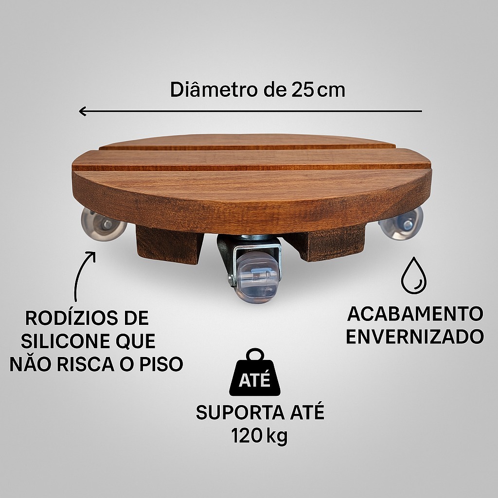 Suporte para Vaso com Rodinhas Giratórias Gel ou Pezinho até120kg