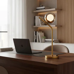 Luminaria de Mesa abajur Inclinado Com Interruptor com Globo Vidro fosco 10cm sala quarto cabeceira de cama escritório