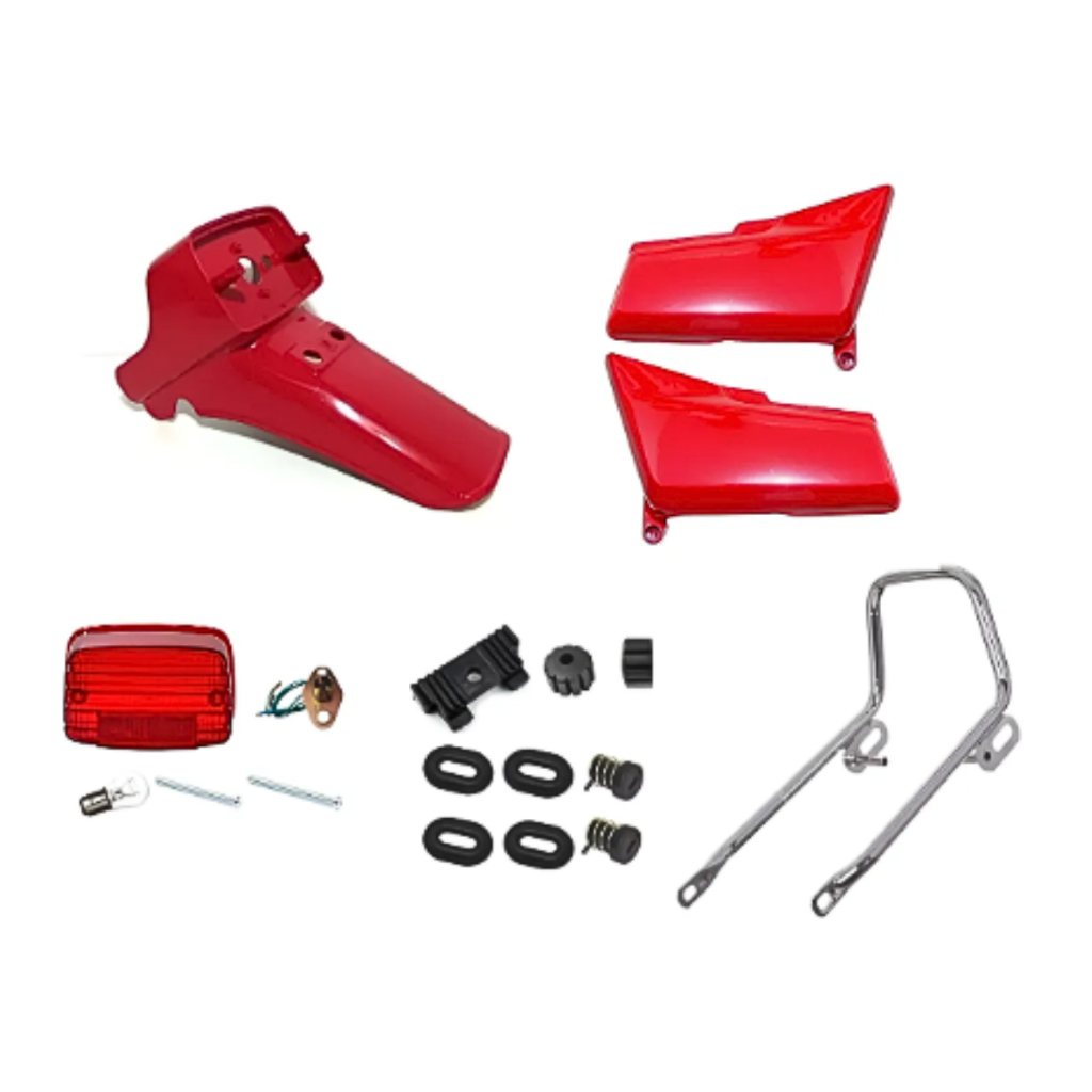 Paralama Traseiro Cg 125 83 84 85 Vermelha Tampa Alça Travas Vermelha Vermelho