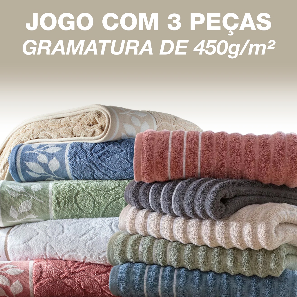 Kit 3 Toalhas Banhão Gigante Toque Macio 100% Algodão Ótima Absorção Wave/Maya em Oferta na Shopee