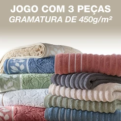 Kit 3 Toalhas Banhão Gigante Toque Macio 100% Algodão Ótima Absorção Wave/Maya