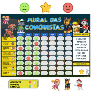 Quadro Rotina Diária E Tarefas Infantil Tema Patrulha Canina 22X30 em Oferta na Shopee