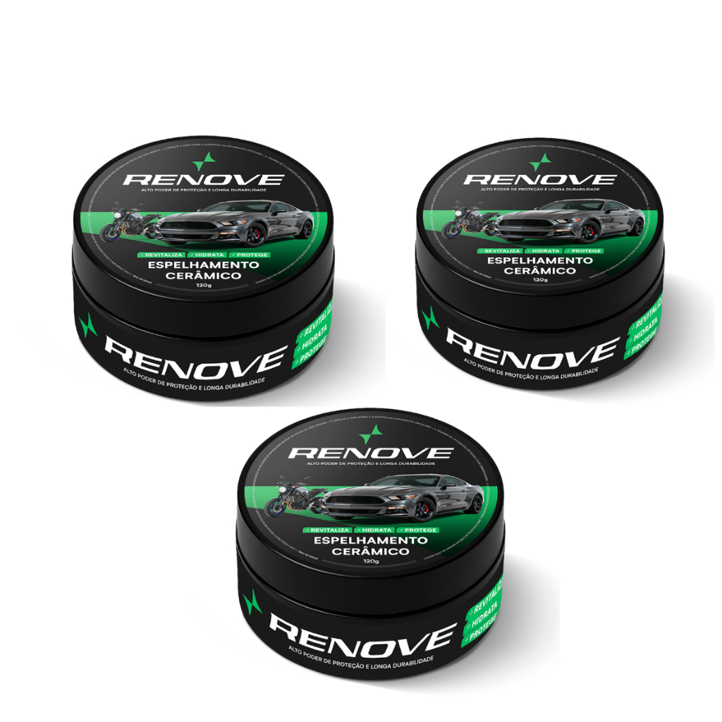 Kit 3x Cera Espelhamento Cerâmico – Repele Água, Remove Riscos, Proteção UV, Brilho Intenso em Oferta na Shopee