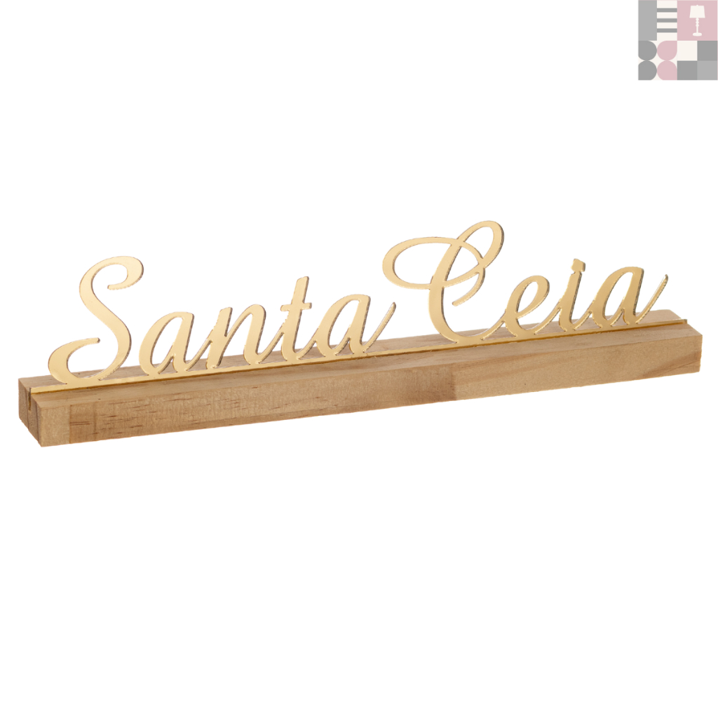 Palavra Frase Decorativa Santa Ceia Acrílico Dourado Preto Prata Enfeite de Mesa Decoração