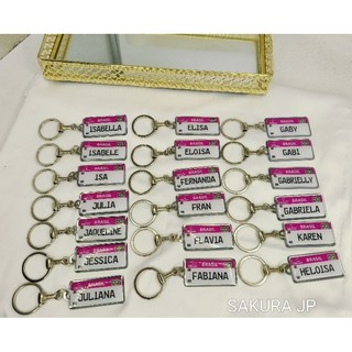 Chaveiro com placa de identificação Mercosul, revestimento em resina, nome feminino (só frente) ROSA