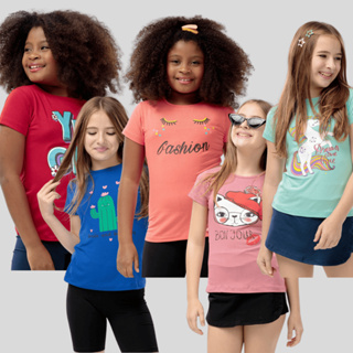 Kit Com 10 Peças Sortida Blusa Com Estampa Infantil Menina Verão Cotton Algodão em Oferta na Shopee