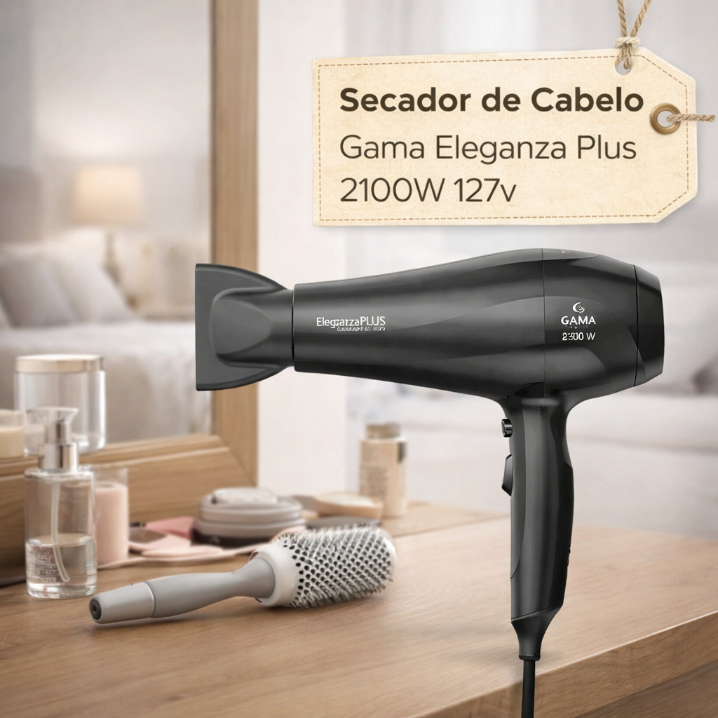 Secador de Cabelo Gama Eleganza Plus Ceramic Ion 2100W com Tecnologia Iônica e Antifrizz 127v em Oferta na Shopee