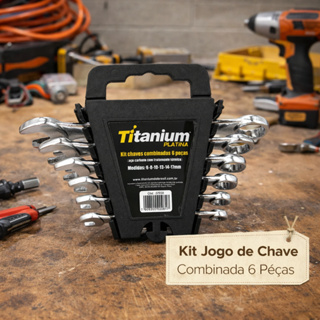 Kit Jogo de Chave Combinada Aço Carbono 6 Peças Titanium 6, 8, 10, 13, 14 e 17 mm em Oferta na Shopee