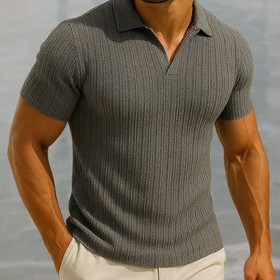 Camisa Polo Italiana Masculina Malhão Texturizada Sem Botão Estruturada