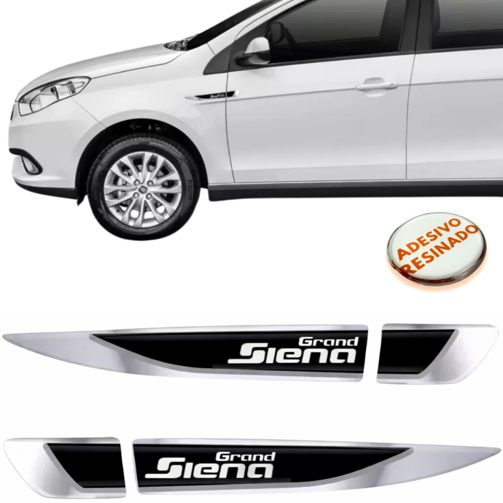 Par Aplique Lateral Adesivo Resinado Para Fiat Grand Siena Todos Os Anos
