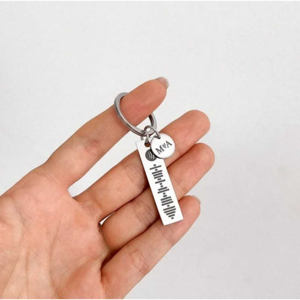 1 Chaveiro Personalizado Presente Aço Inoxidavel Medalha Gravação Símbolo Spotify Nome Data Símbolos — imagem 2 de 2