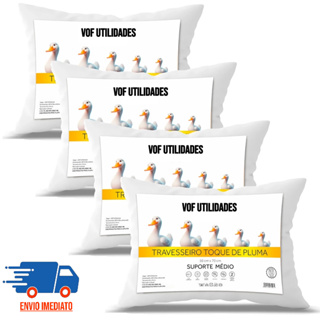 Travesseiro Pluma de Ganso Macio e Confortável Antiácaro 50x70cm em Oferta na Shopee