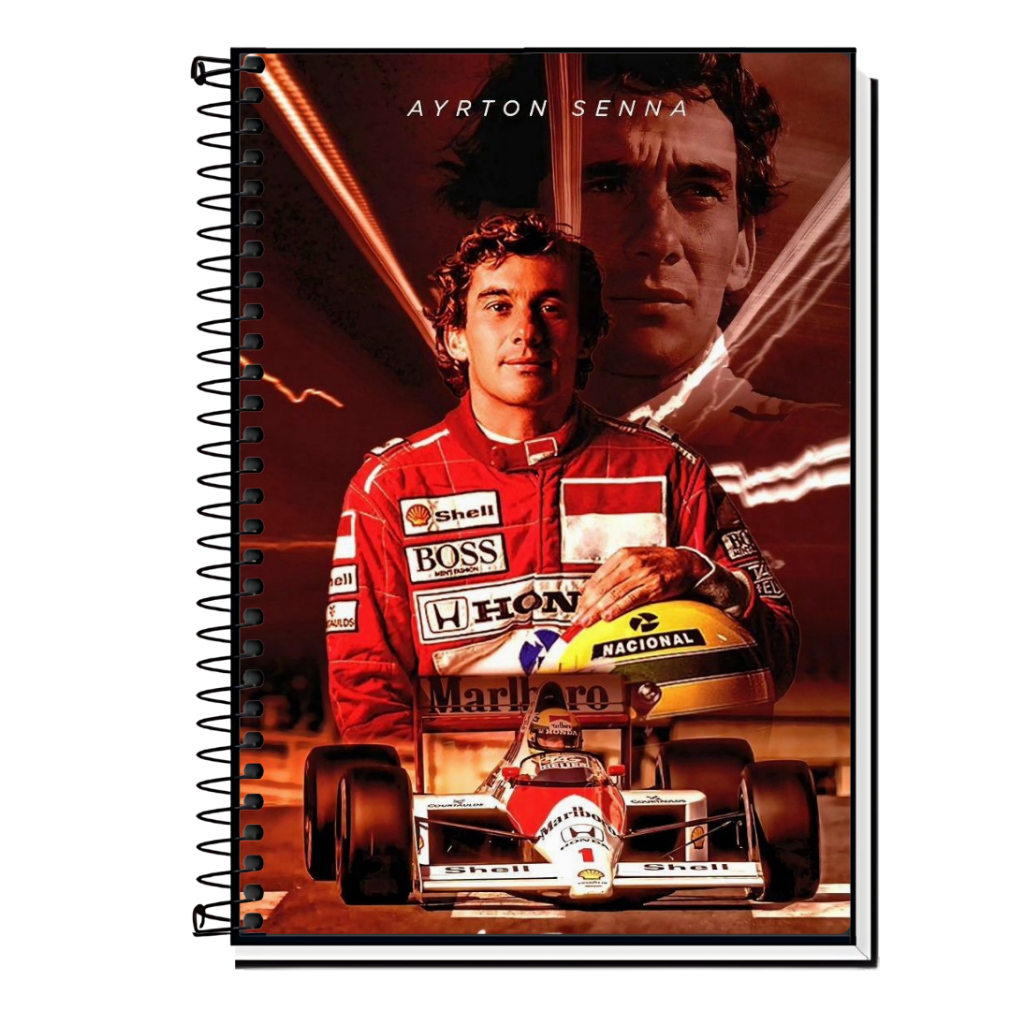 Caderno Ayrton Senna | Paixão pela Fórmula 1 | Capa Dura & Espiral – 1,10,15 ou 20 Matérias | Velocidade & Superação em Oferta na Shopee