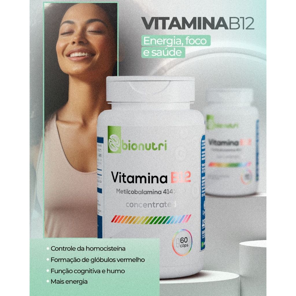 Vitamina B12 Metilcobalamina 60 a 360  Cápsulas Suplemento Alimentar Bionutri em Oferta na Shopee