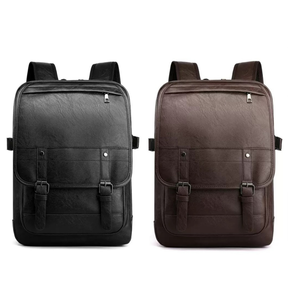 Mochila De Couro PU Masculina Impermeável Vintage 2006 em Oferta na Shopee