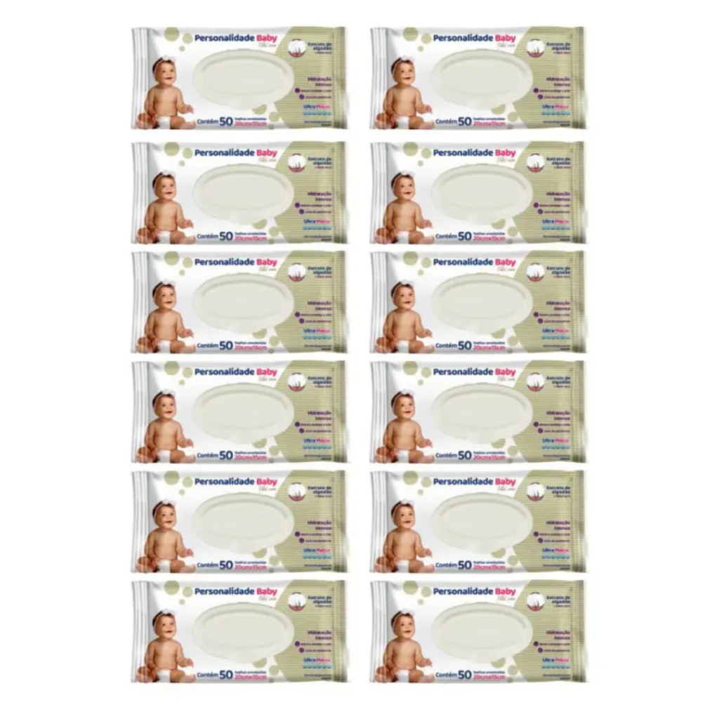 Kit 12 pctes Toalha Umidecida Personalidade com 50 und cada