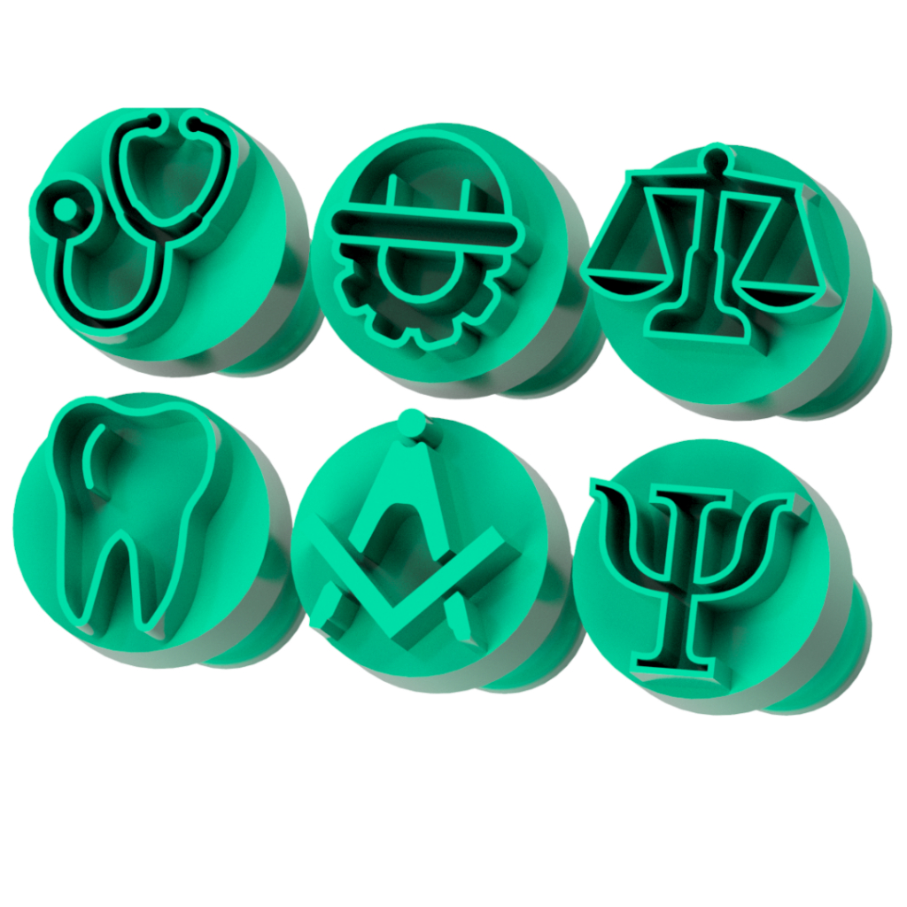 Kit carimbinhos profissões, brigadeiro, doces