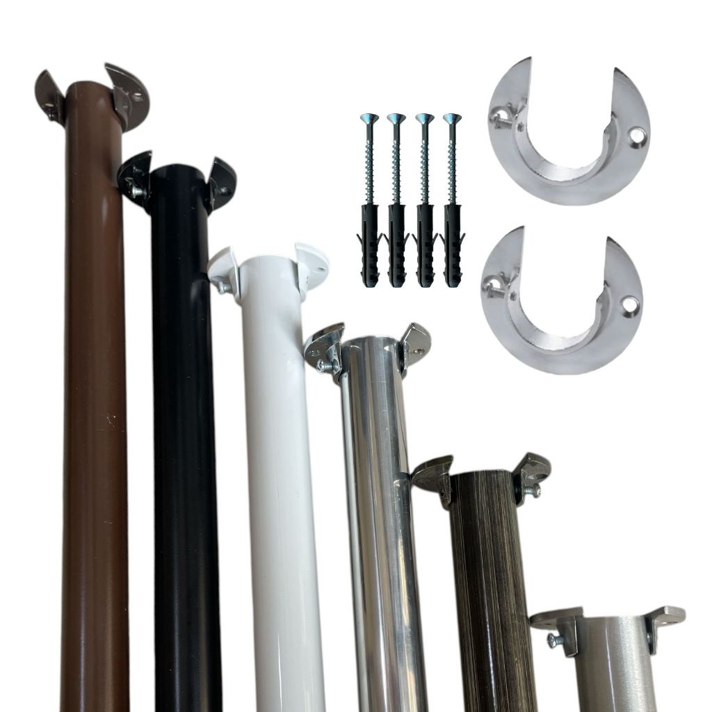 Kit Suporte Flange Aberto Alumínio 19mm Cortina Simples Varão Comum Ilhós Argola - 2 até 10 Un
