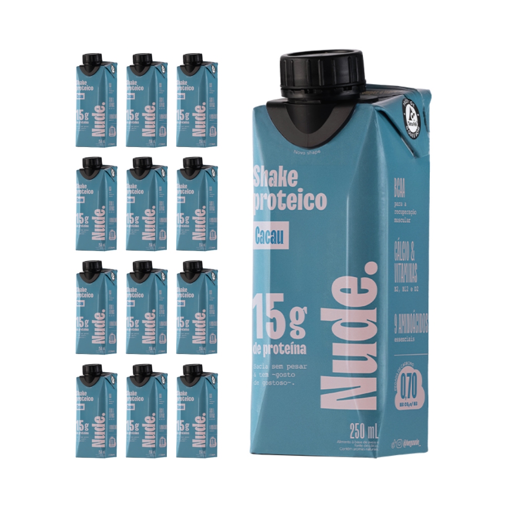 Nude Shake Proteico de Aveia Cacau 250ml - Pack 12x em Oferta na Shopee