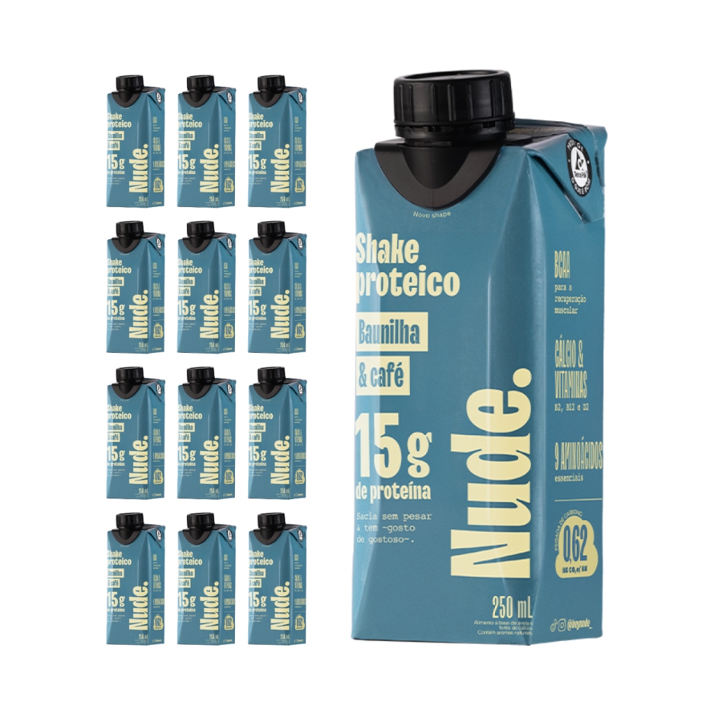 Nude Shake Proteico de Aveia Baunilha e Café 250ml - Pack 12x em Oferta na Shopee