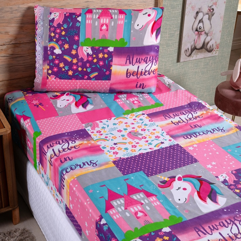 Jogo de Lençol Solteiro 02 Peças Estampas Infantil