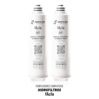 1 ou 2 Refis C7 Original Purificador de Água Hidrofiltros Facile Reduz Cloro e Impurezas da Agua
