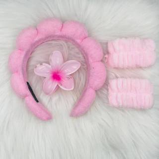 KIT 4  PCS Acessórios de Skincare Spa Feminino - Tiara Nuvem, Faixa de Pulso, Presilha de Flor em Oferta na Shopee
