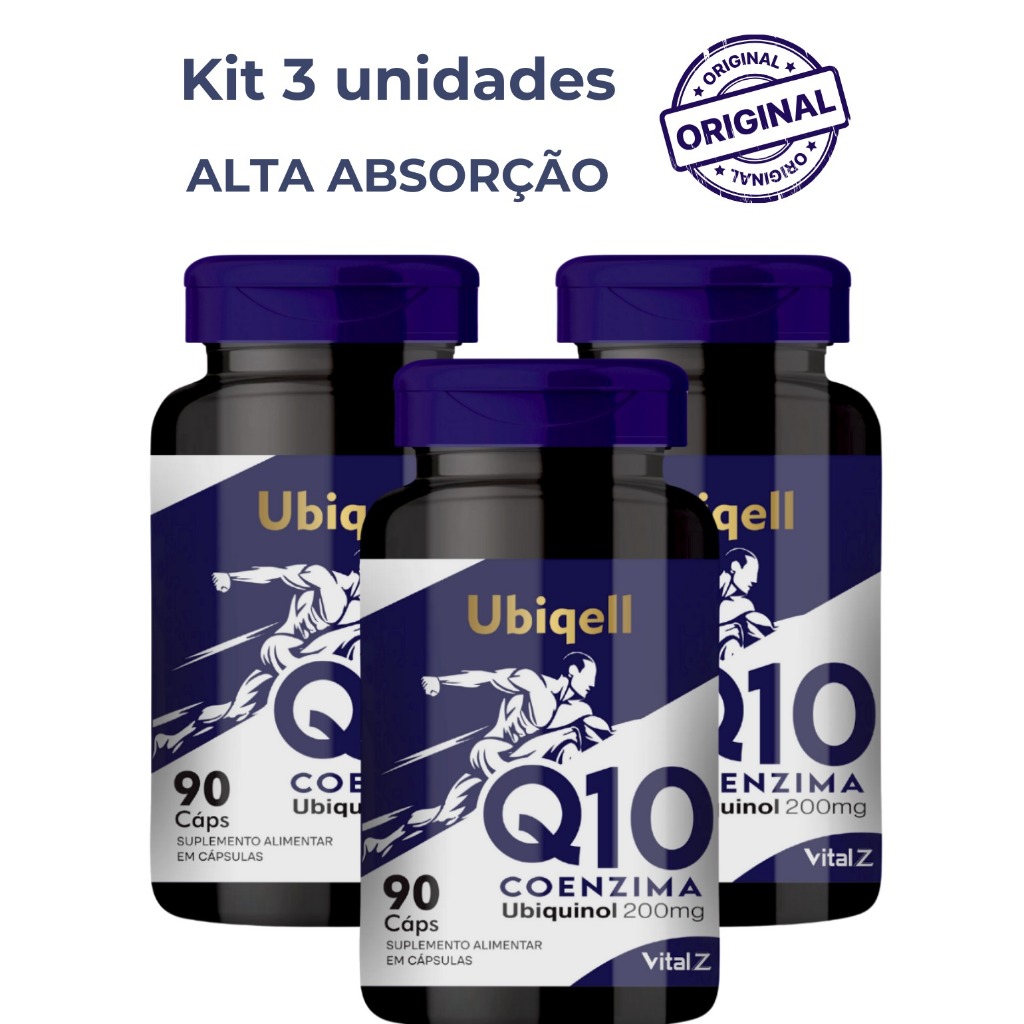 Kit 2x 3x 5x Coenzima Q10 Ubiquinol 200mg Forma Ativa 8x mais forte Vital Z | 450 doses | Alta Absorção | Envio Imediato em Oferta na Shopee