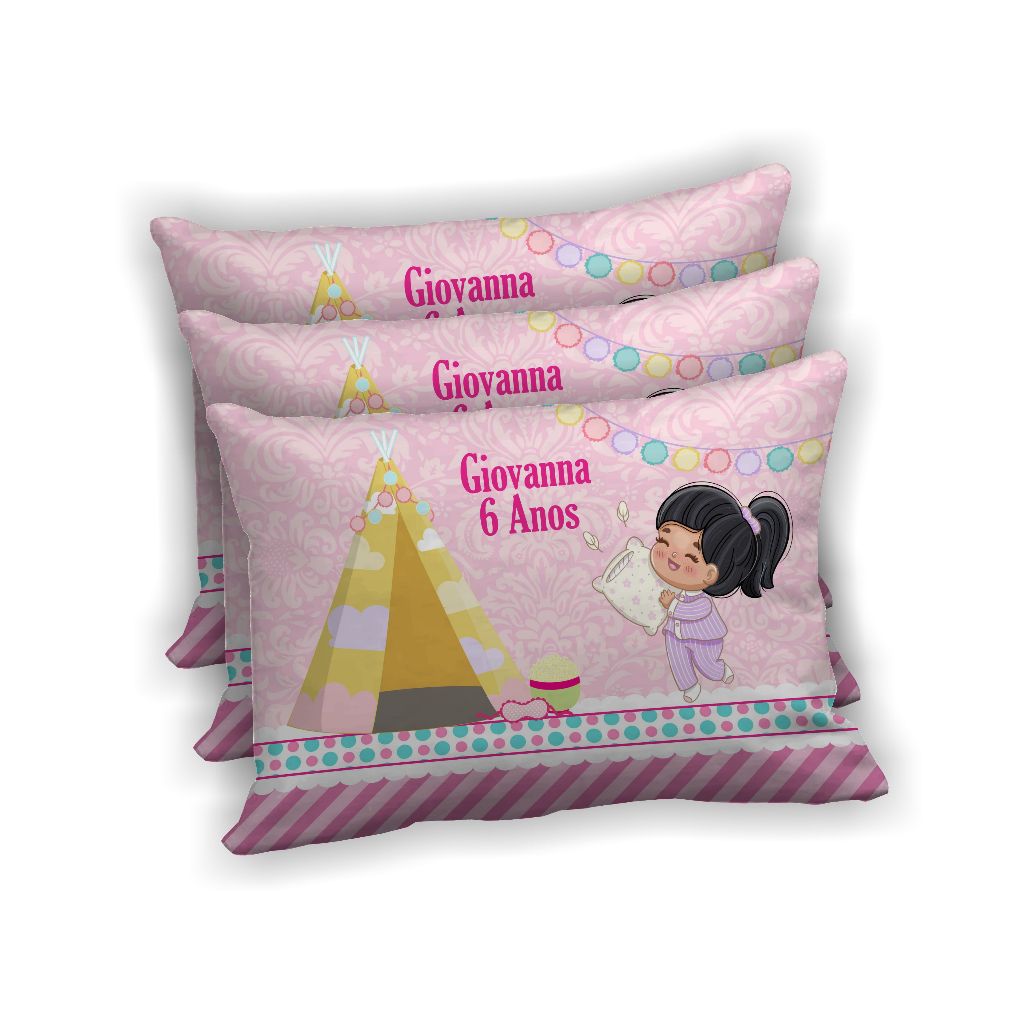 3 Lembrancinha Noite do Pijama Mini Almofada 28x18cm Aniversário/Pronta Entrega Personalizado
