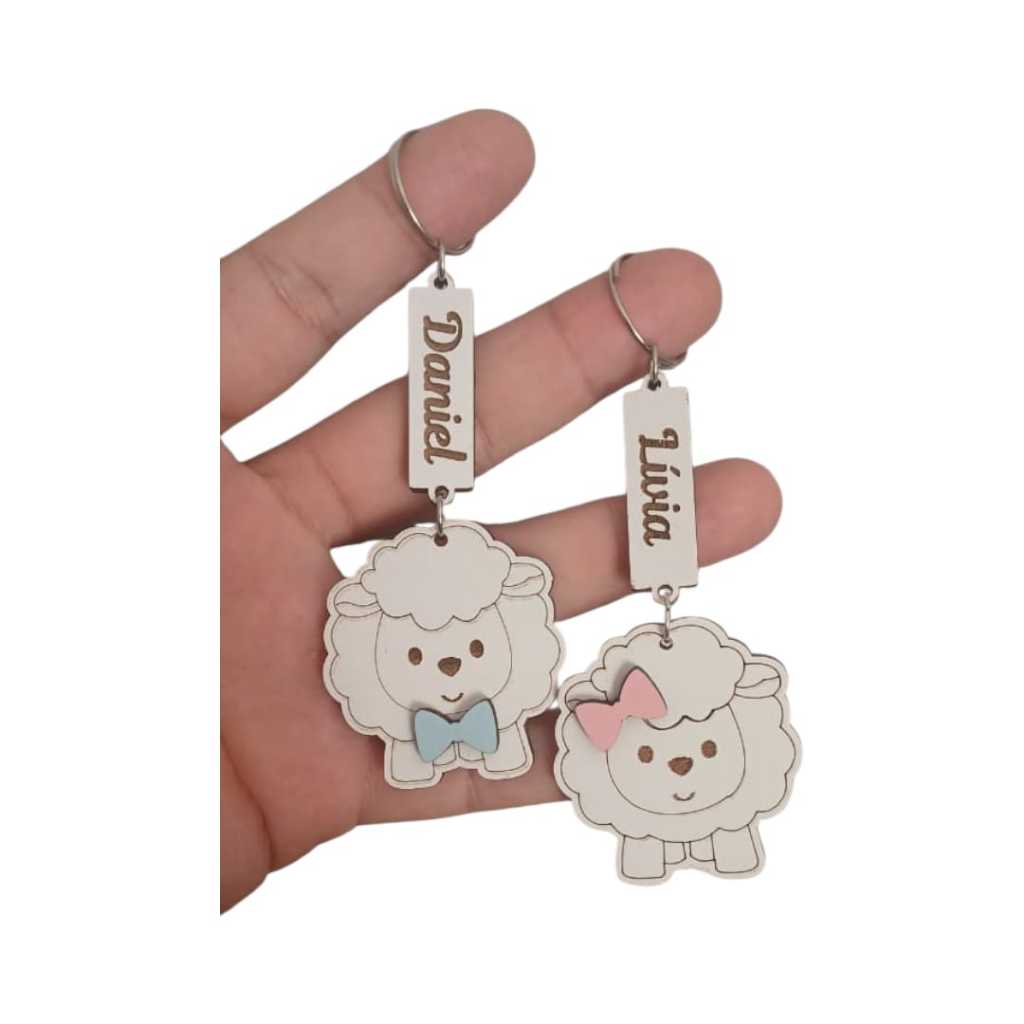 Kit Chaveiros Ovelha menino e menina Lembrancinha Personalizada em MDF em Oferta na Shopee
